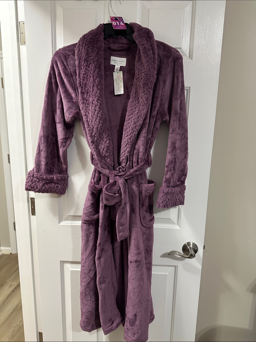 Midnight by Carole Hochman Plush Shawl-Collar Robe in Plum